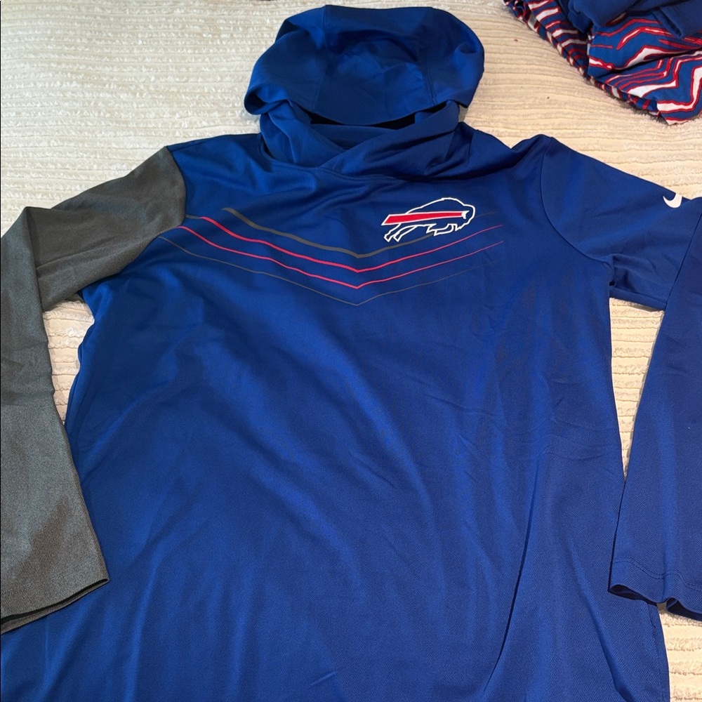 Nike Blue and Gray Bills Pullover
